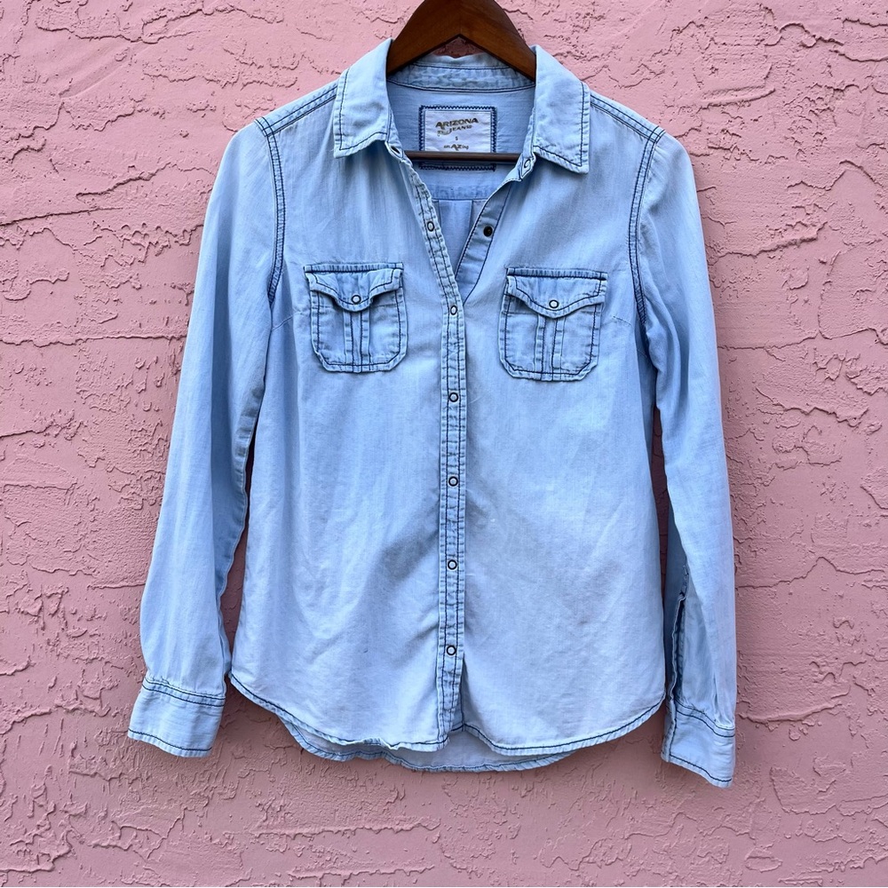 Arizona Jean Co Button Up Shirt Pearl Snaps Womens Size Small